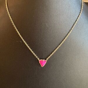 Kendra Scott Perry Hot Pink & Gold Triangle Necklace